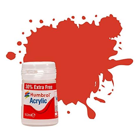 Humbrol AB0174EP 174 Signal Red Satin-14ml Acrylic Paint-Plus 30% Farbe Cover