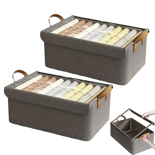 El Mejor Listado de Cajas de almacenaje los 5 más buscados. 46 Organizador de Ropa para Closet 2 Piezas, Cajas Organizadoras De Tela Con Tapa Y Soporte De Acero,Caja De Almacenamiento Plegables Cajones Organizador,Organizadores de Ropa y...