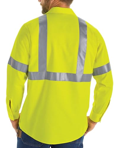 Image of Red Kap Men's Hi Visibility Long Sleeve Ripstop Work Shirt - Type R, Class 2