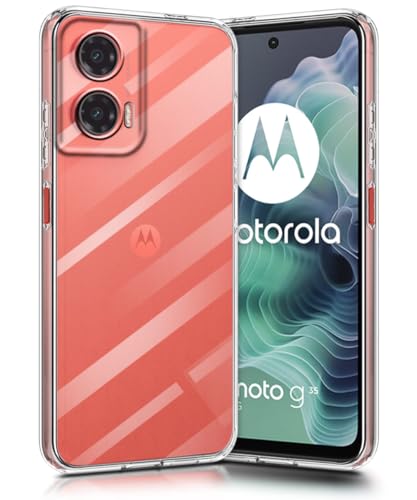 Image of WOW IMAGINE Transparent Back Cover Case for Motorola Moto G35 5G | Raised Bumps for Full Device & Camera Protection Shockproof TPU Silicone Back Case Mobile Cover - Transparent