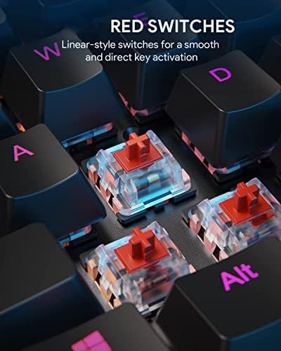 BLOOTH Mechanical Gaming Keyboard RGB Backlit 105 Keys UK Layout Rollover, Red Switches Customizable Key with 12 LED RGB Color Modes, 7 Levels Brightness and Speed Adjustment, USB Wired for PC Gamers