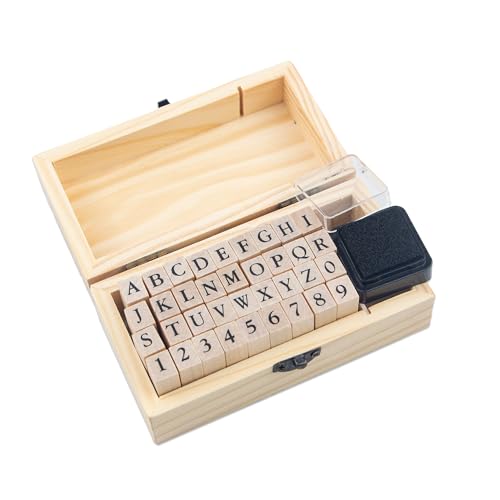 Rubber Stamp Letters Numbers and Alphabets 36 Pcs Small Wooden Rubber Stamps for Card Making DIY Craft Scrapbooking Supplie etc.