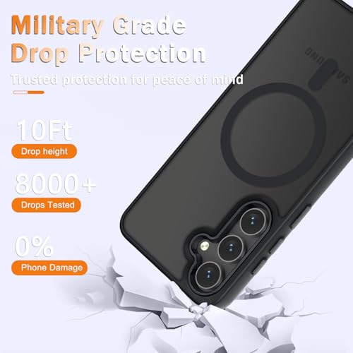 Image of YENAPOON for Samsung Galaxy S24 FE Case, Matte Magnetic Phone Case with 1 Screen Protector, Support for Magsafe, Translucent Frosted Slim Shockproof Protective Cover for Samsung Galaxy S24 FE, Black