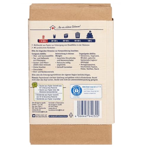 Bio Kompost Beutel 10 Liter/ 3er Pack (3 x 10 Stück) - Kompostierbar und Umweltfreundlich aus 100% Altpapier