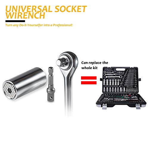 Universal Socket Tools (3 in 1 Manual/Electric),Upgraded Dad Gifts 7Mm-19Mm Super Socket Set,Gadgets Tools For Men Women Ratchet Set Power Drill Adapter, Best Gift For Dad, Boyfriend, DIY Handyman