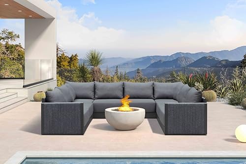Image of PURPLE LEAF Patio Conversation Set 8-Piece PP Rope Deep Seating, Gray