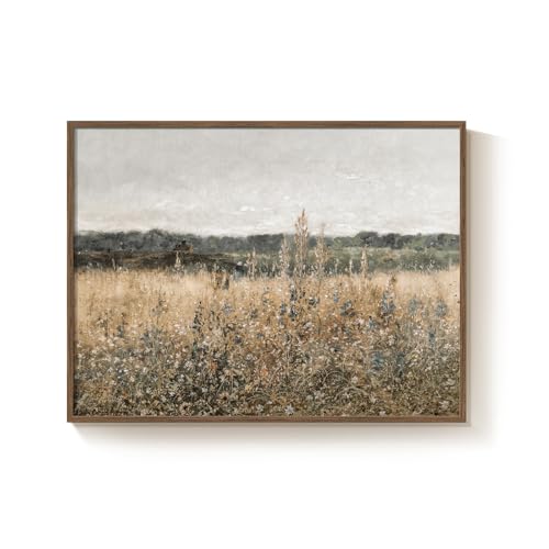 Framed Vintage Landscape Wall Art for Room Decor, Rustic Farmhouse