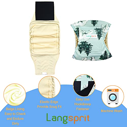 Image of Langsprit Male Belly Bands for Dogs (Pack of 3) - High Absorbing Dog Wraps Male Washable - Reusable Dog Diapers (Fox,Cat,Polar Bear, Medium)