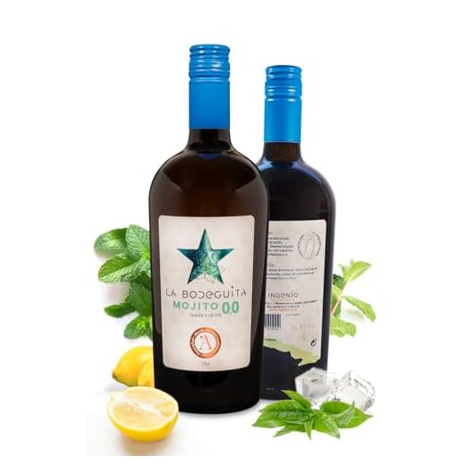 Mojito artesano La Bodeguita 0,0% sin alcohol, elaborado con Té verde, Hierbabuena, Azúcar moreno integral y Cítricos, Listo para tomar Pack 2 x750 ml