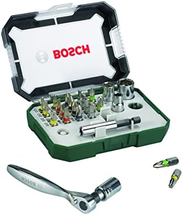 Bosch Accessories Bosch Jeu de 26 embouts de tournevis et cliquets (qualité extra dure, accessoires pour perceuse et tournevis)