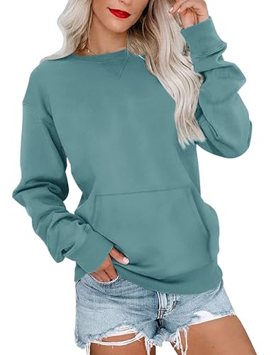 Image of Ovanviso Womens Long Sleeve Sweatshirt Casual Crewneck Cute Pullover Tops Lightweight Sweatshirt with Pocket