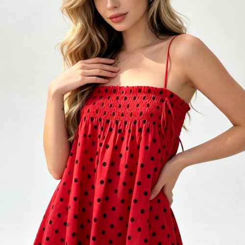 Image of Women Boho Floral Mini Dress Cute Graphic Spaghetti Strap Backless Sundress