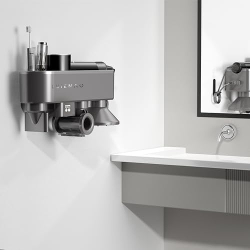 Hair Dryer Holder, Blow Dryer Stand Wall Mount Compatible for Dyson Supersonic and Cosy Companions, Automalic Hand Drying, Magnetic Nozzle Storage, No Drilling Required, Hair Dryer Accessory Organizer - Thumbnail 5