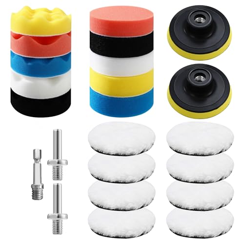 23 Stück 80mm Polierschwämme Pads,Polierset Auto, Polieraufsatz Auto Akkuschrauber,Polieraufsatz Akkuschrauber Set,für Poliermaschine Zum Polieren, Schleifen, Wachsen (80mm-23er Set)