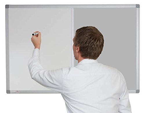 Combination Non-Magnetic Whiteboard with Corded Hessian Fabric 1800x1200mm, Silver