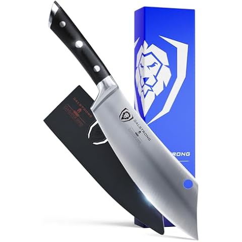 Dalstrong Chef & Cleaver Knife - 8 inch - The Crixus - Gladiator Series Elite - German HC Steel - Hybrid Razor Sharp Kitchen Knife - Black G10 Handle - w/Sheath - Chef Knife - NSF Certified Cover