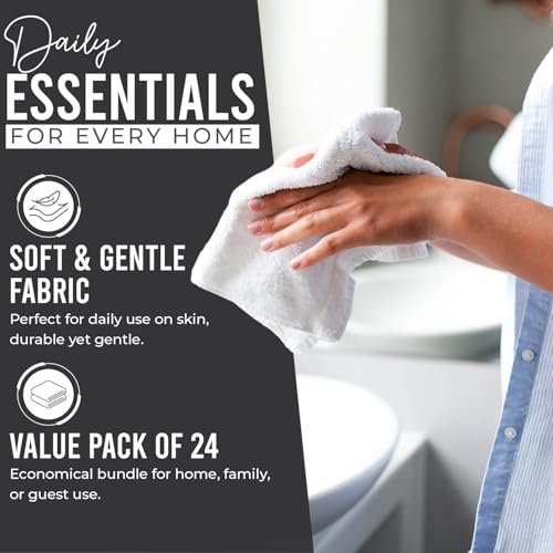 Image of DAN RIVER 24 Pack Wash Cloths for Showering [12x12] - 100% Cotton Washcloths Premium Quality Flannel Face Cloths for Bathroom, Highly Absorbent and Soft Feel Wash Clothes, Charcoal