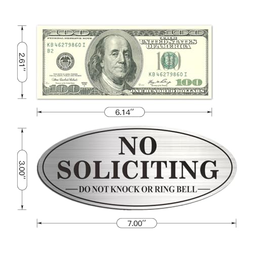 no soliciting sign 2 pack self-adhesive aluminum metal no solitation do not knock or ring bell sign 70 x 30 inches fade resistang signs for office and home brushed nickelblack