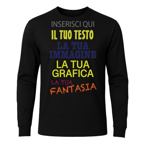 T-shirt manica lunga personalizzabile uomo/donna – 100% cotone – stampa digitale con testo, logo o immagine – idea regalo originale – maglia su misura Made in Italy