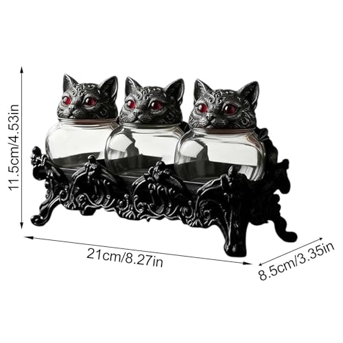 Juego de 3 botes góticos ideales para regalar a amantes de los gatos y la cocina 7