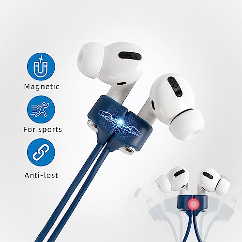 Image of Magnetic Anti-Lost Straps for AirPods,4 Pack Ultra Strong Magnetic AirPod Strap Anti-Lost Neck Rope Cord,Soft Silicone Sports Lanyard Compatible with AirPods 1&2 / Pro /2nd /3rd (Black+White+Red+Blue)