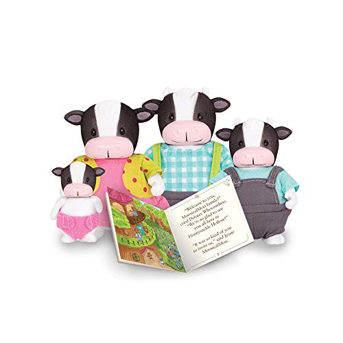 Li'l Woodzeez – W6195 – MoosicalMoo Famille Vache - Comprend 5 Pièces : 4 Figurines Animales Miniatures et un Livre (en anglais) - Dès 3 ans