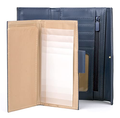 Image of Julia Buxton Heiress Leather Organizer Clutch Handbag Wallet with RFID Blocking, Navy