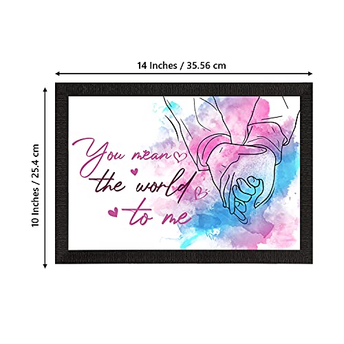 Image of eCraftIndia inchYou Mean The World To Me Love Quote Painting Digital Printed Wall Art For Bedroom, And Home Decor - Romantic Gift Idea For Couples And Anniversary Celebrations