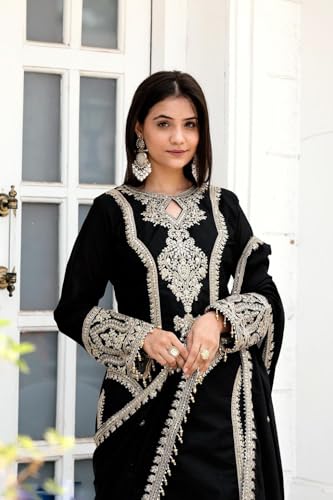 Image of Traditional Embroidered Pakistani Salwar Kameez Set, Pista Green, Cotton Silk with Zari Work