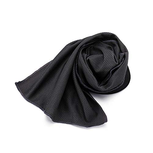Fauge Sport Ice Towel 90x30cm Utility Enduring Instant Cooling Face Towel Heat Relief Reusable Chill Cool Towel fit Sports Gym Jogging(Black)