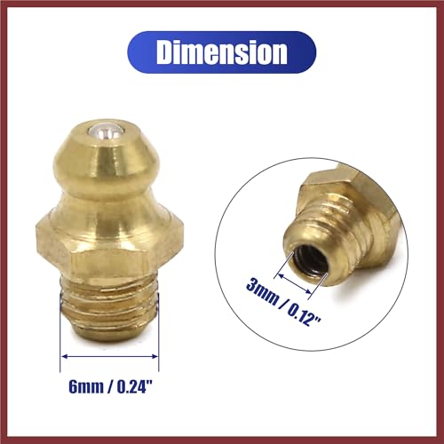 HEROFFIX 16pcs 1/4 28 Teeth Thread Brass Straight Grease Nipple Fitting Universal for Motorcycle Car Replace Parts
