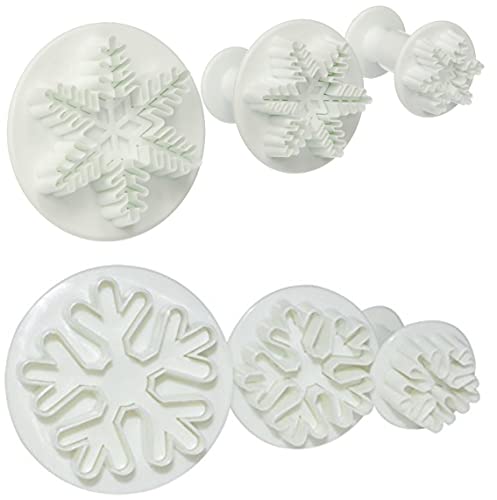 Snowflake Cookie Cutter,6PCS Snowflake Fondant Cutters Decorating Mold Embossing Tool Christmas Cookie Cutters Snowflake Plunger Cake Cutter