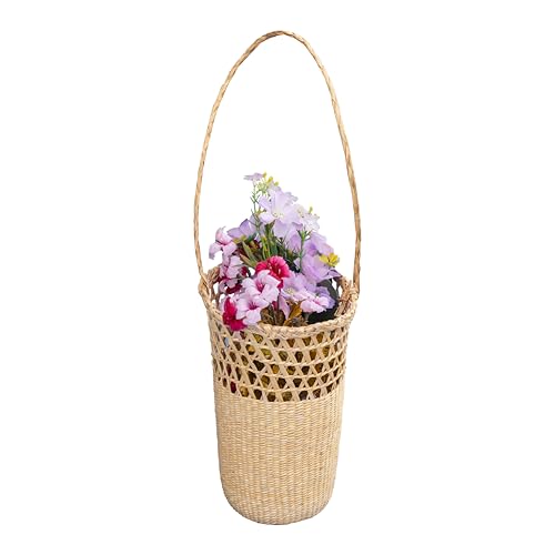 GYASVWU Straw Woven Hanging Basket, Rustic Flower Girl Baskets, Front