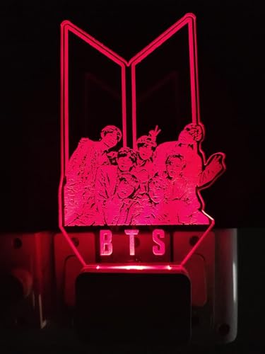 Image of 3D Optical Illusion BTSs Acrylic Night Lamp, 7 Colors RGB Auto Color Changing Led Plug and Play Night Light Lamp (Acrylic, Multi Color, Pack of 1) (BTSs5)