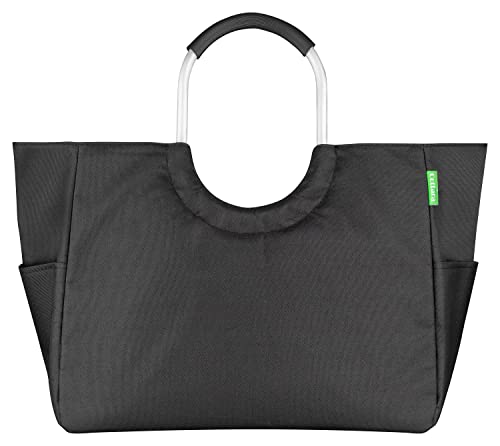 Cottara premium Einkaufstasche groß aus recycelten PET-Flaschen | nachhaltiger Einkaufskorb mit verstärktem Boden und wasserabweisendem Material | schwarz (Schwarz, L) Cover