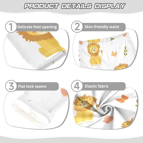 Jungle Lion Girls Leggings,Workout Leggings for Girls Toddler Athletic Legging Size for 3-10T3