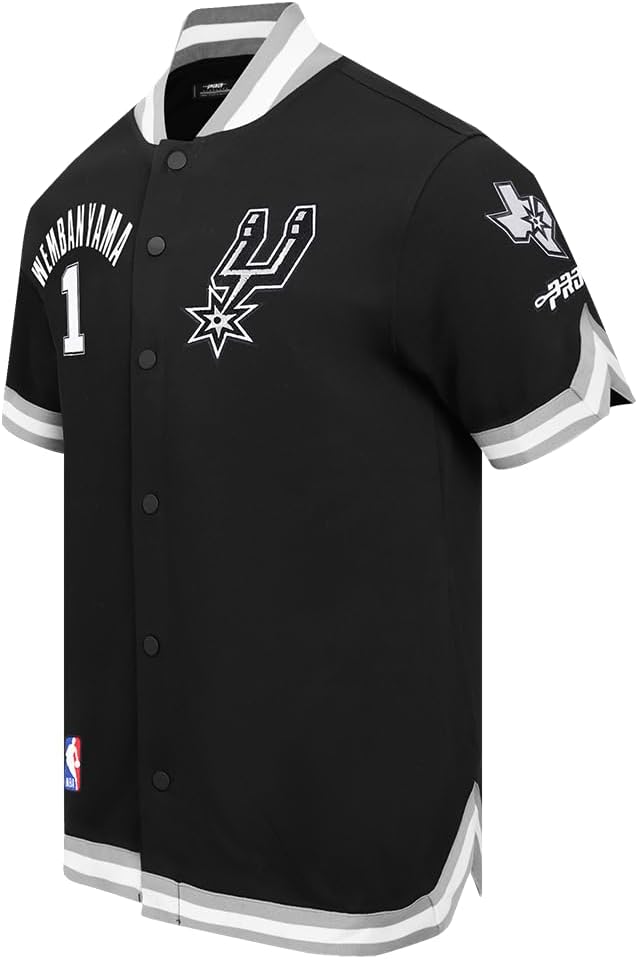Pro Standard Mens NBA San Antonio Spurs Victor Wembanyama #1 Classic Player Button Down Black/Gray S - Image 3