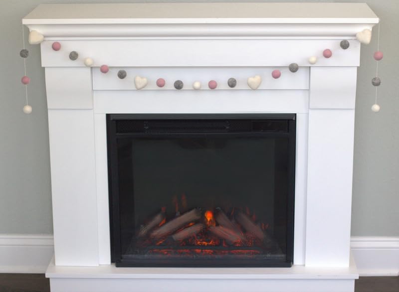 Heart Felt Garland- Baby Pink, Gray, White- 1
