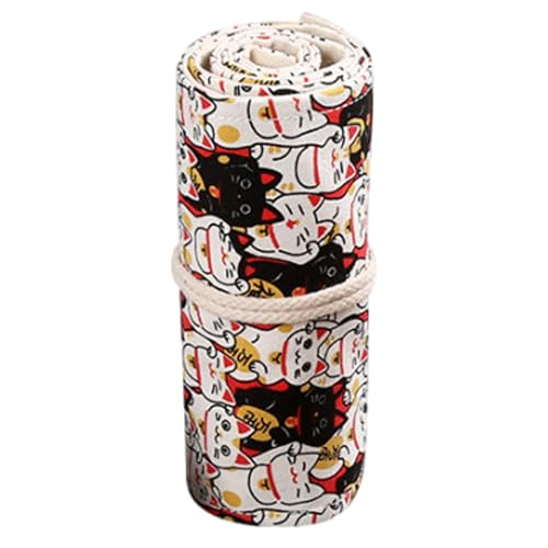 Eabdice 48 Slots Rouleau de Crayon en Toile, Sac à Crayon Enroulable Wrap en Toile, Rouleaux Pochette de Crayons, Fait Main, Convient aux Adultes, aux étudiants et aux Amateurs D'images – vue 3