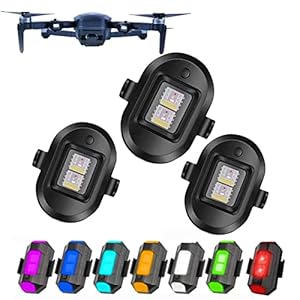 Drone Strobe Lights, Anti-collision strobe Lighting, 0.012 lbs Long Battery Life RGB LED Lights for DJI Mini 2/Air 2S/Mavic Air 2/2 Pro/Mavic Mini/FPV/Phantom/Holy Stone Drone(3 Pack))