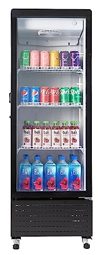 Premiumlevella 7.6 Cu Ft Commercial Upright Display Frost Free Refrigerator Glass Door Beverage Cooler With Led Light Strip In Black #TOP1