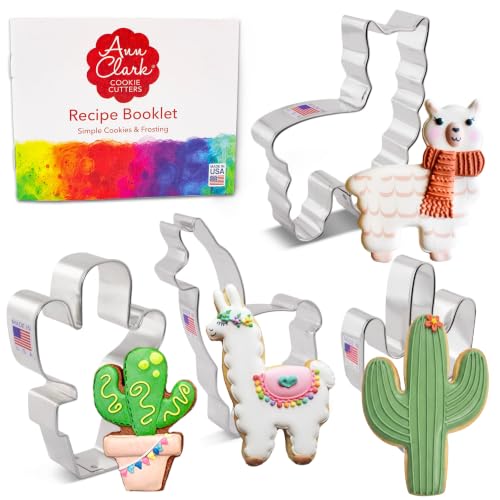 Ann Clark Llama and Cactus Cookie Cutter Set of 4, Made in USA