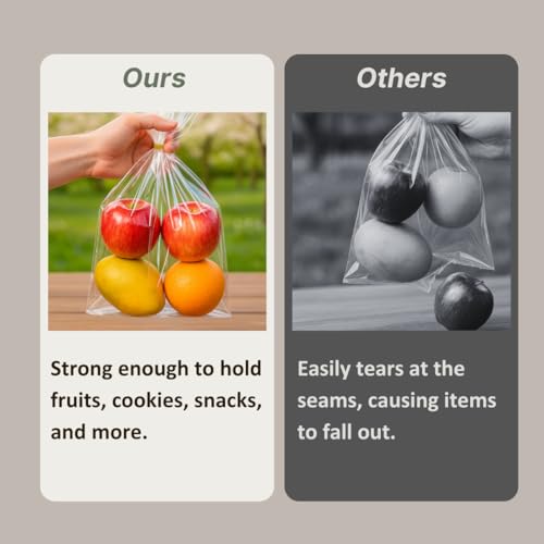 Wowfit 8x11 Clear Treat Bags, Bottom Gusset, 50 CT, 6 Gold Ties