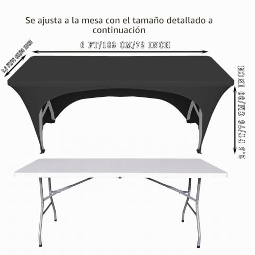Miniatura 2 de Zeritlolen Mantel Rectangular, Lavable, Mantel Estirable, Banquete, Boda, Fiesta, Vacaciones, Eventos, 183 X 76 X 76 Cm, Negro, Paquete De 2