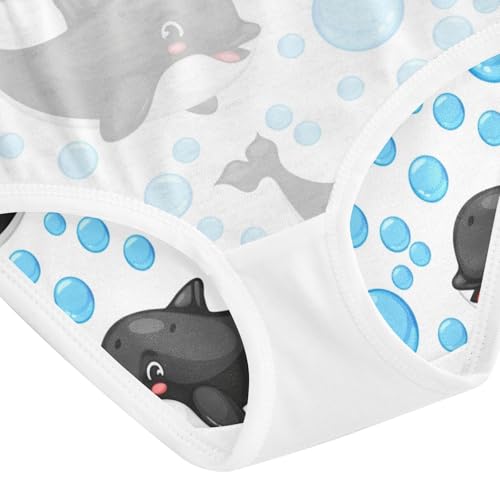 Cartoon Orca Whales Blue White Girls Underwear Toddler 2t Cotton Panties for Girl Colorful Undies Kids Briefs 5
