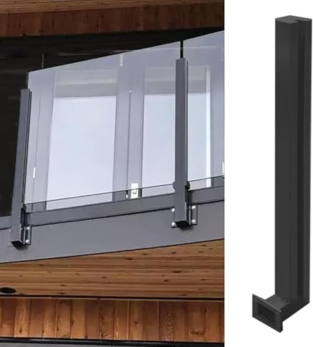 Robuster Edelstahl-Balustradenpfosten, 10 x 10 cm, quadratisch, Geländersystem für Treppenhaus, Terrasse, Hof, Flur, Dachboden (rechter Pfosten 150 cm)