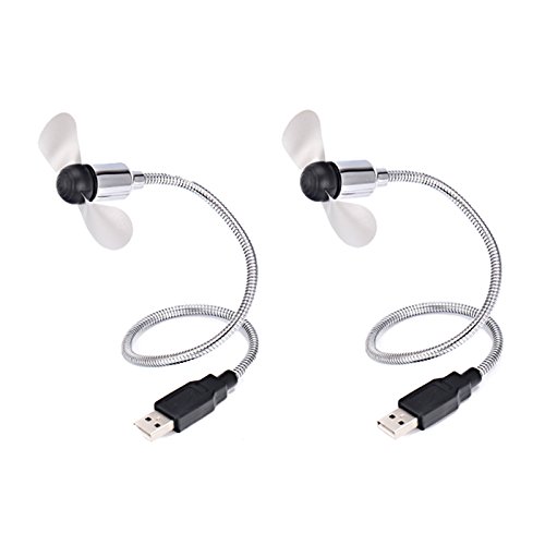 HDE USB Powered Fan Flexible Gooseneck Air Blower for PC Computer Laptop Notebook (2 Pack)