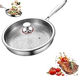 Titan Bratpfanne, Titanium Pfanne Unbeschichtet, Titanium Hammered Pan Pro mit Deckel, Antihaft...