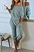 PRETTYGARDEN Two Piece Sets for Women Fall 2025 Ribbed Knit Off Shoulder Tops Lounge Pants Tracksuit Fashion Clothing (Light Grey Blue,X-Large)