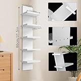 YEXEXINM 5 Tier White Wall Shelf Unit Narrow Smooth Laminate Finish Vertical Column Wall Decor Mount Floating Storage Home Decor Organizer - Image 3